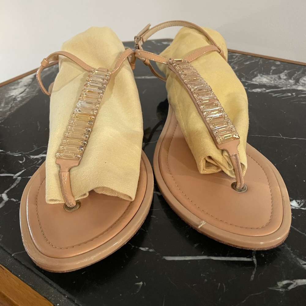 Brian Atwood Crystal T strap sandals size 9